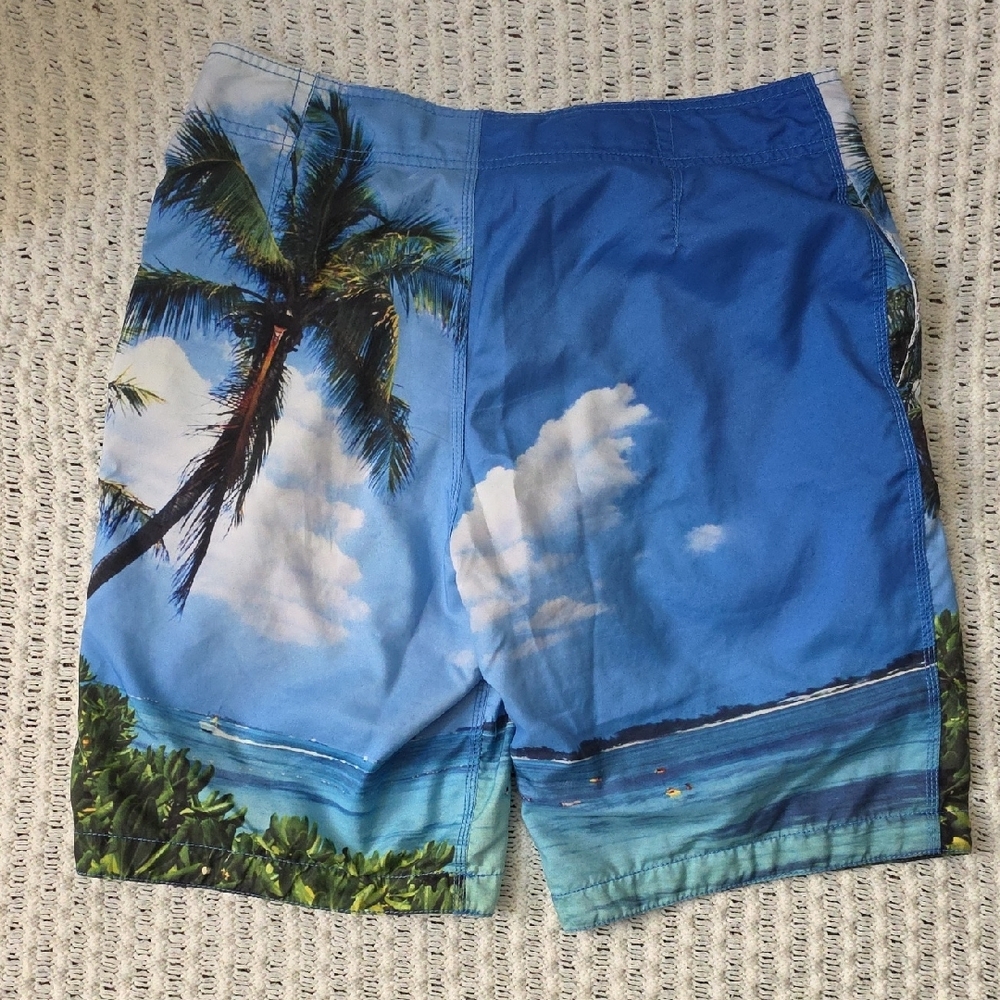 Old Navy Blue Tropical Beach Print Swim Board Shorts - Picture 3 of 3